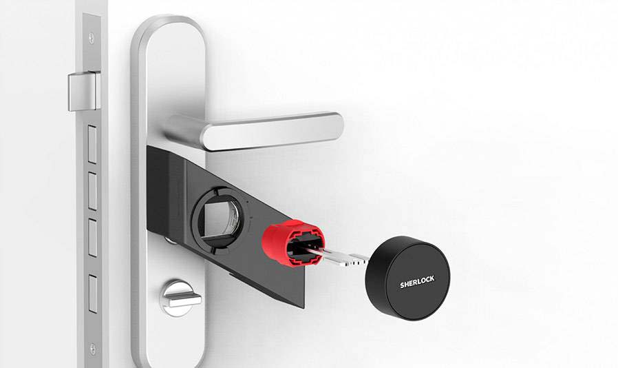Блокиратор замка Xiaomi Sherlock Smart Sticker M1 работа 2 Блокиратор замка Xiaomi Sherlock Smart Sticker M1 работа 2