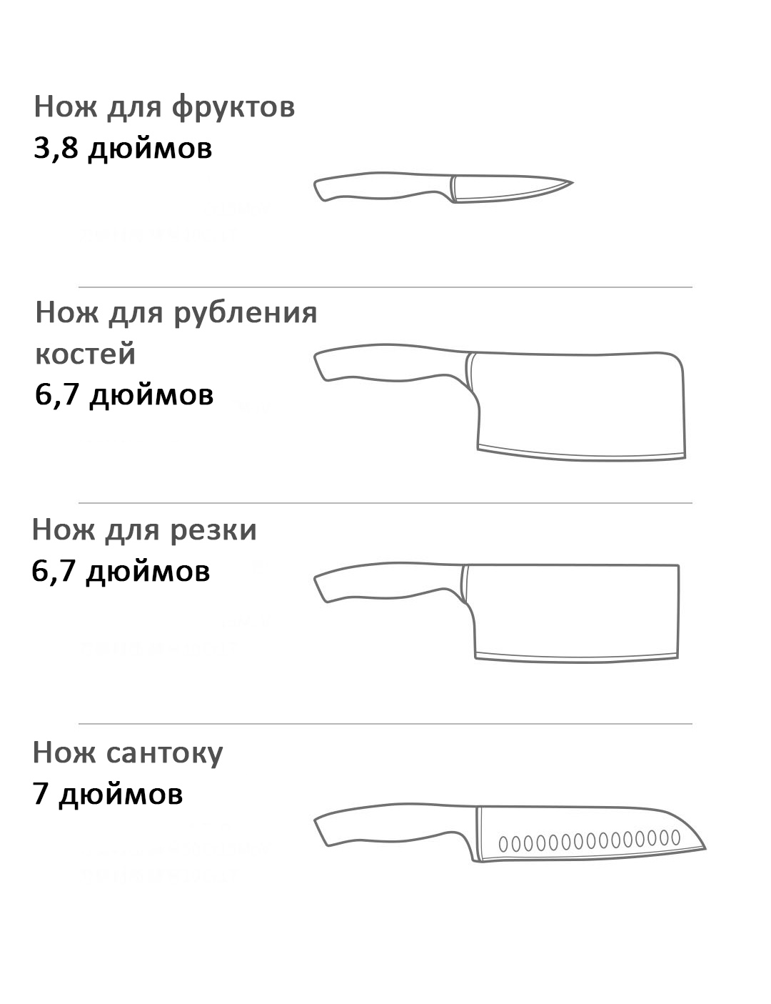 Набор кухонных ножей Xiaomi габариты 1