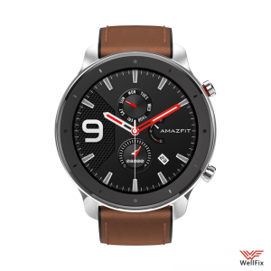 Изображение Смарт-часы Amazfit GTR 47mm stainless steel case, leather strap серебристые