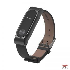 Изображение Кожаный ремешок Xiaomi Mi Band 2 черный