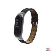 Изображение Кожаный ремешок Xiaomi Mi Band 3 черный